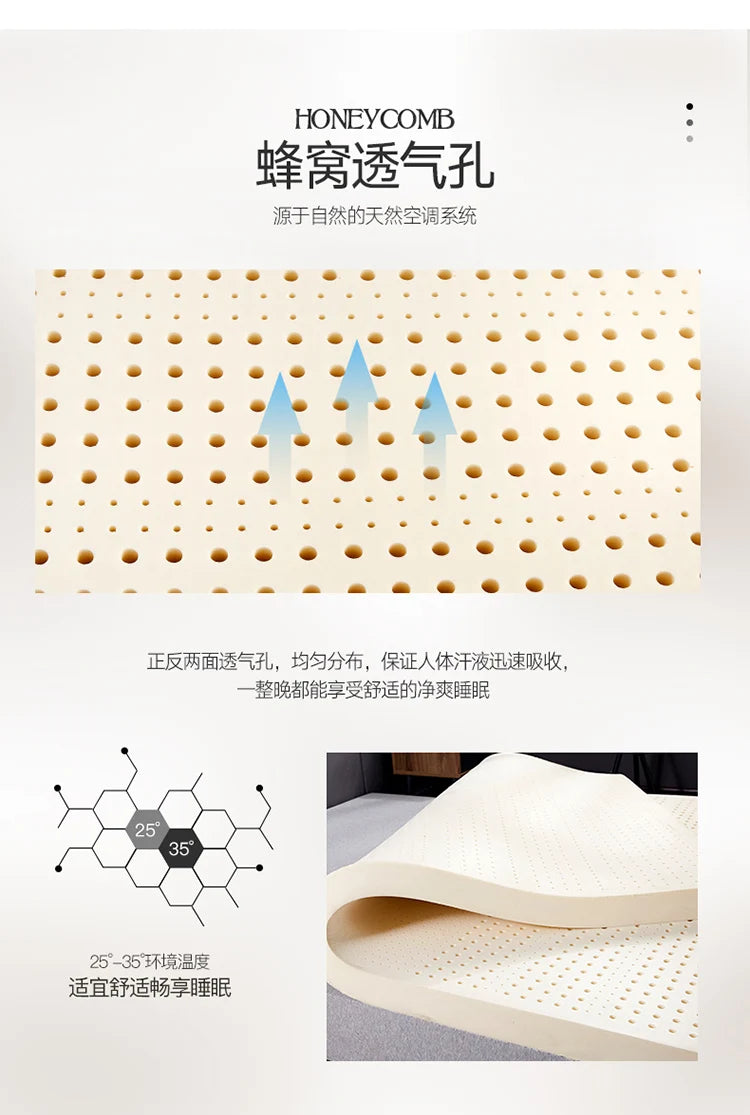 Thailand natural 100% latex mattress with cover natural rubber pure mattress 1.8m bed 2.0m thickened home dormitory cushion mats