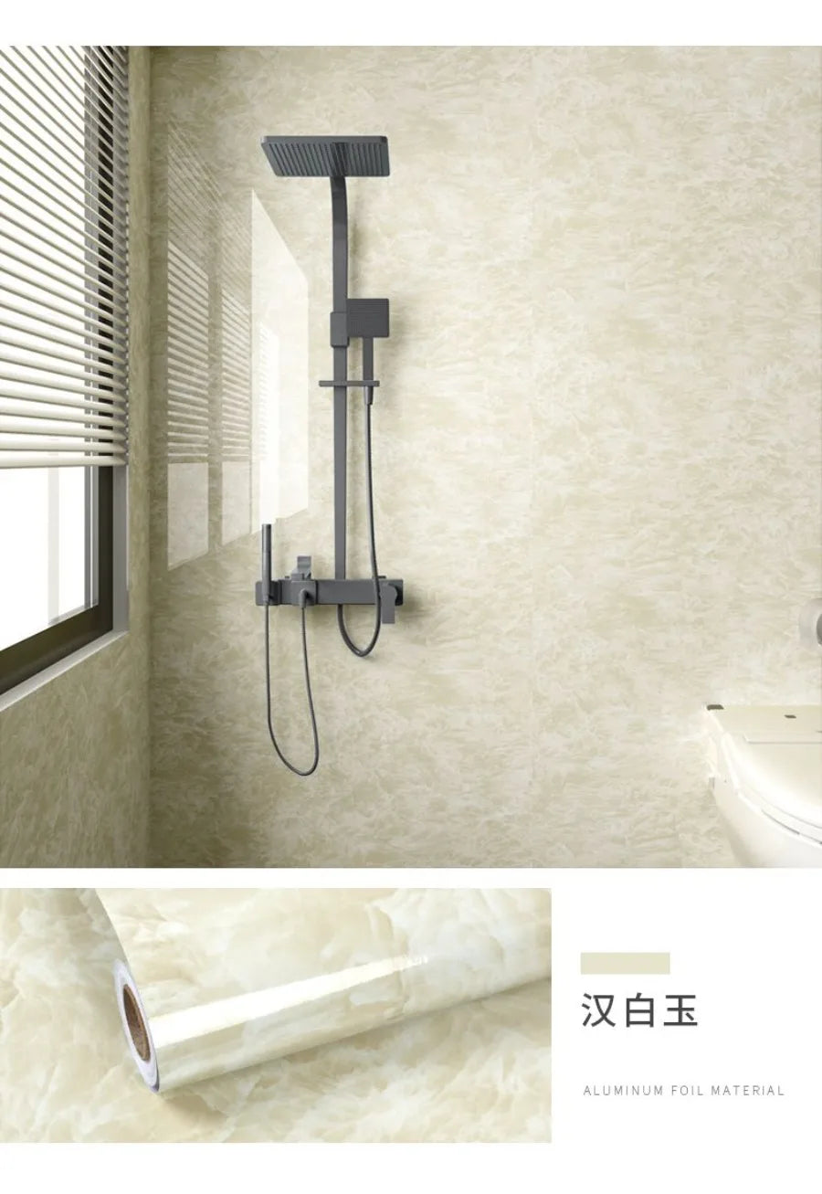 Foil Marble Self Adhesive Waterproof Wallpaper for Bathroom Wall Deocr Kitchen Oil Peoof High Temperature Resistance Stickers