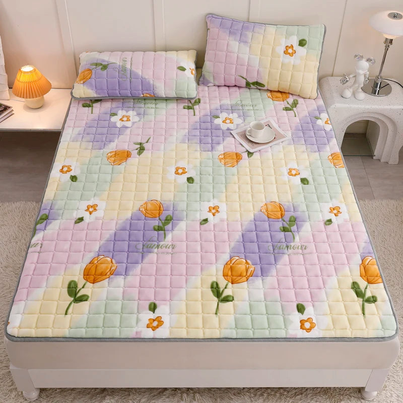 Fleece Topper Mattress Foldable Pad Sleeping Mat on The Floor Tatami Orthopedic Pillow Top Double Bed Bedroom Furniture Futon