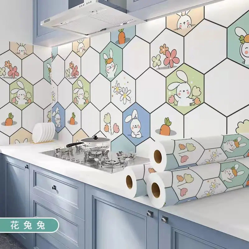 Kitchen Stove Oil-proof Sticker Waterproof High Temperature Resistant Wallpapers Kitchen Decoration Self Adhesive Contact Paper