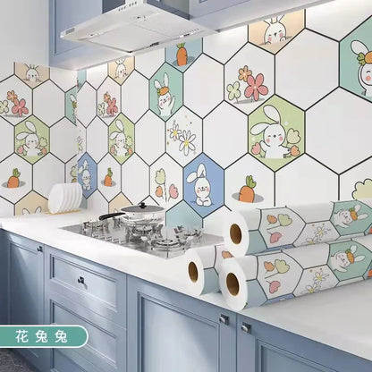 Kitchen Stove Oil-proof Sticker Waterproof High Temperature Resistant Wallpapers Kitchen Decoration Self Adhesive Contact Paper