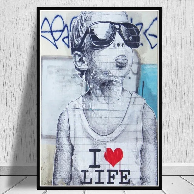 Canvas Wall Art Painting Abstract Banksy Graffiti Art Picture Funny Monkey Street Pop Wall Art Posters for Home Bedroom Decor