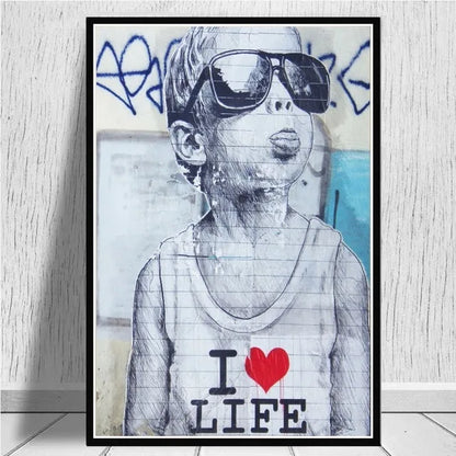Canvas Wall Art Painting Abstract Banksy Graffiti Art Picture Funny Monkey Street Pop Wall Art Posters for Home Bedroom Decor