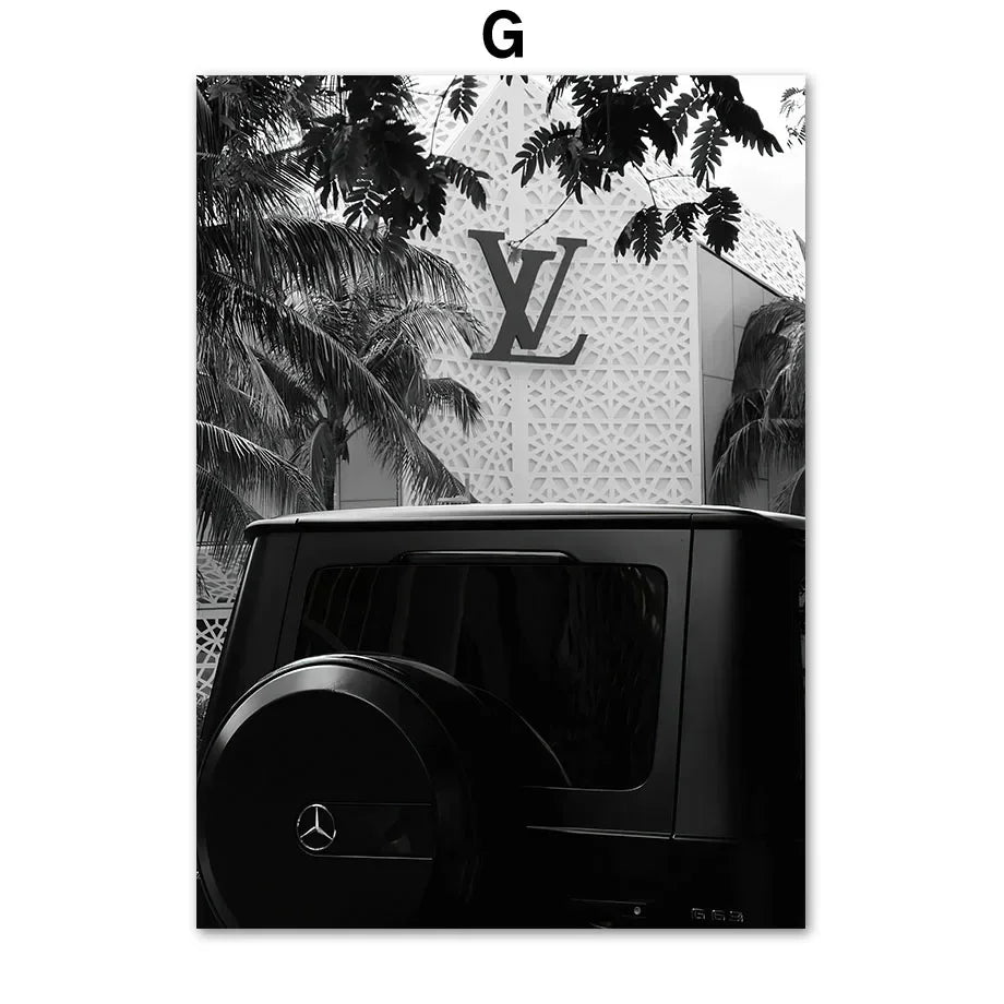 Pink Black Luxury Store Street Landscape Art Canvas Painting Fashion Romantic France Posters Wall Pictures For Living Room Decor