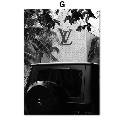 Pink Black Luxury Store Street Landscape Art Canvas Painting Fashion Romantic France Posters Wall Pictures For Living Room Decor