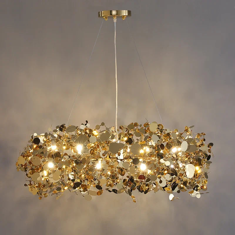 New Stainless Steel Chandelier Post -modern Shallow Luxury Living Room Restaurant Chandelier Gold/chromium Plating Chandelier