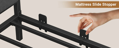 Modern Corner Bed Frame with LED Lights and Charging Station, Double Bed with Storage Space