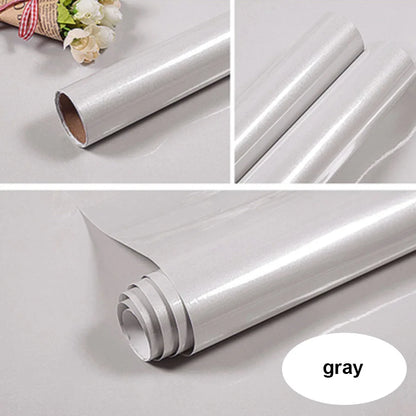 PVC Waterproof Oil-Proof Wallpaper White Self-Adhesive Kitchen Cabinet Table Top Old Furniture Renovation Color Change Stickers