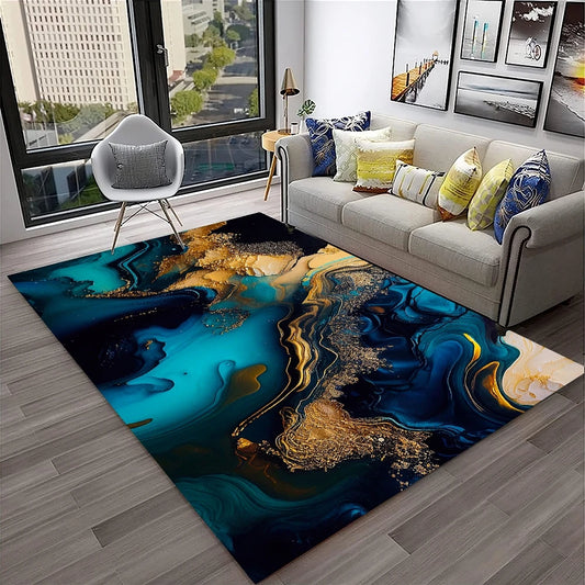 HD Colour Fluid Irregular Illusion Marble 3D Carpet Rug for Home Living Room Sofa Doormat Decor,kids Area Rug Non-slip Floor Mat