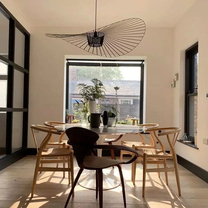 Nordic Vertigo Straw Hat Pendant Lights French Fabric for Restaurant Artistic and Creative Living Room Bedroom Hoom Decor Lamp