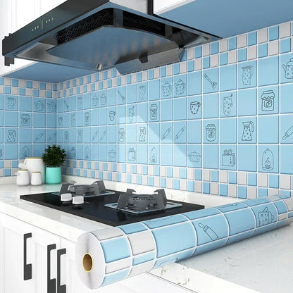 Kitchen Stove Oil-proof Sticker Waterproof High Temperature Resistant Wallpapers Kitchen Decoration Self Adhesive Contact Paper