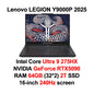 Lenovo LEGION Y9000P 2025 E-sports Gaming Laptop Ultra 9 275HX GeForce RTX 5070 /5080 RAM 32GB 1T SSD 16-inch Gaming Notebook PC