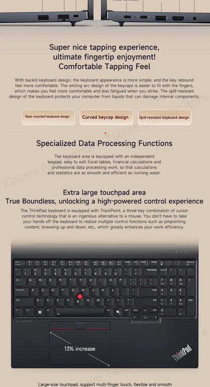 Lenovo Laptop Thinkpad E16 AI PC 16" 2.5K Thin & Light Portable Laptop Intel Ultra5 125H/Ultra7-155H 16G/32G DDR5 RAM Notebook