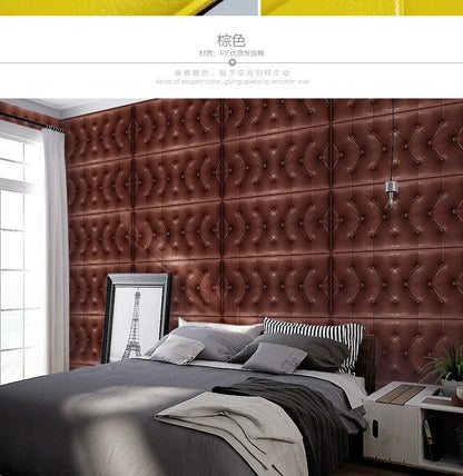 3D Wall Stickers Wallpaper Self-adhesive Thicken Tatami Anti-collision Wall Mat Pad Kids Bedroom Living Room Soft Foam Cushion