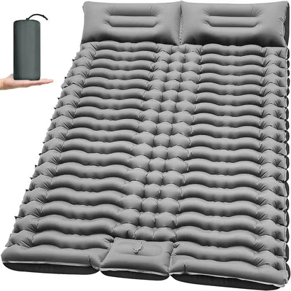 Double Size Inflatable Mattress Air Bed Sleeping Pad With Built In Pillow Electric Pump For Camping Home Travel