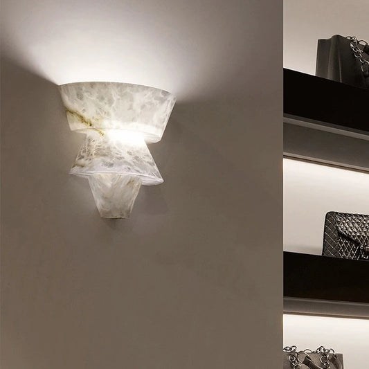 Spanish Marble Wall Lamp Modern Luxury LED Wall Light Creative Living Room Bedroom Corridor Bathroom Villa Wall Decor G9 Bulb
