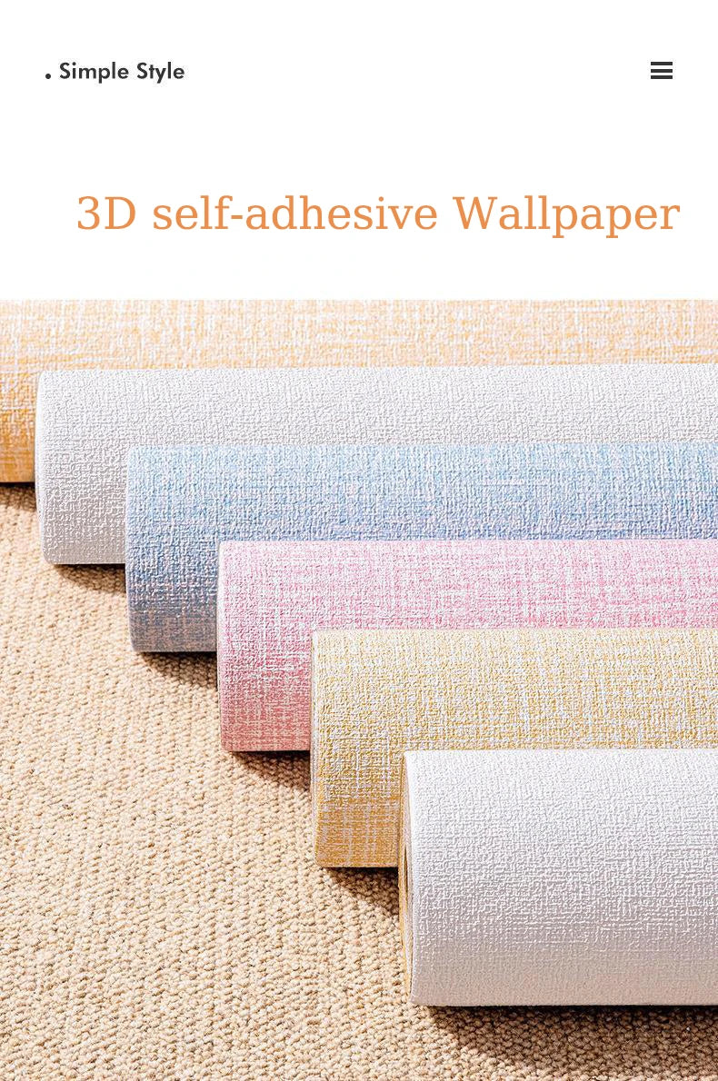DIY Linen 3D Foam Self-adhesive PVC Solid Color Thickened Waterproof Background Wall Renovation Wallpaper Wall Stickers