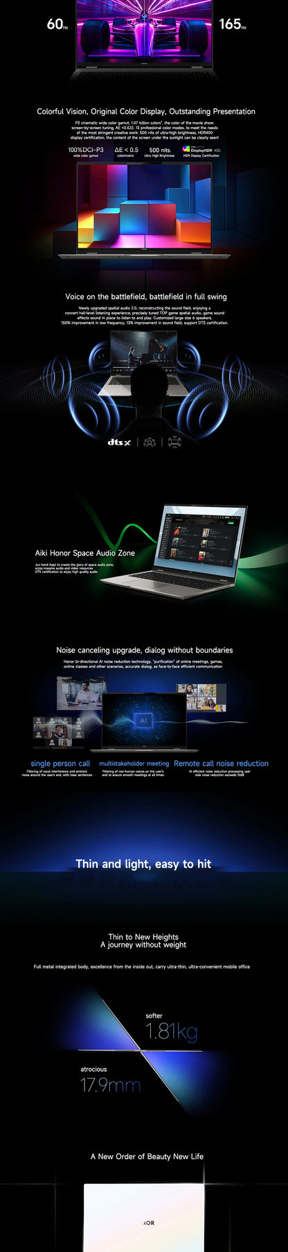 Honor Laptop MagicBook Pro 16 16-inch 2025 Intel Core Ultra 5 225H/Ultra 9 285H 24GB/32GB 1TB/2TB/4TB 165Hz 3K Gaming Laptop