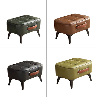Small FootStool Ottoman with Stable Metal Legs Upholstered Footstool Padded Foot Rest PU Leather Rectangle Small Step Stool
