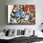 Canvas Wall Art Painting Abstract Banksy Graffiti Art Picture Funny Monkey Street Pop Wall Art Posters for Home Bedroom Decor
