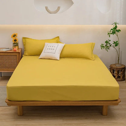 Solid Color Fitted Sheet with 2 Pillowcase Hotel Luxury Deep Pocket Sheet Soft Microfiber Breathable & Comfy Bed Sheet Set, Twin