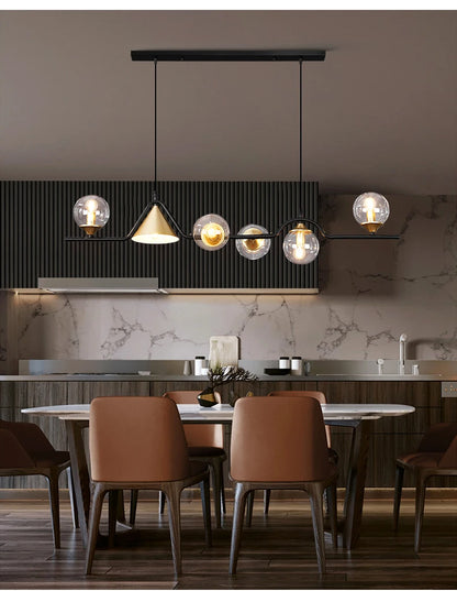 Nordic Black LED Chandelier For Living Room Kitchen Modern Home Indoor Ceiling Lighting Fixtures Glass Ball E14 Hanging Lamps