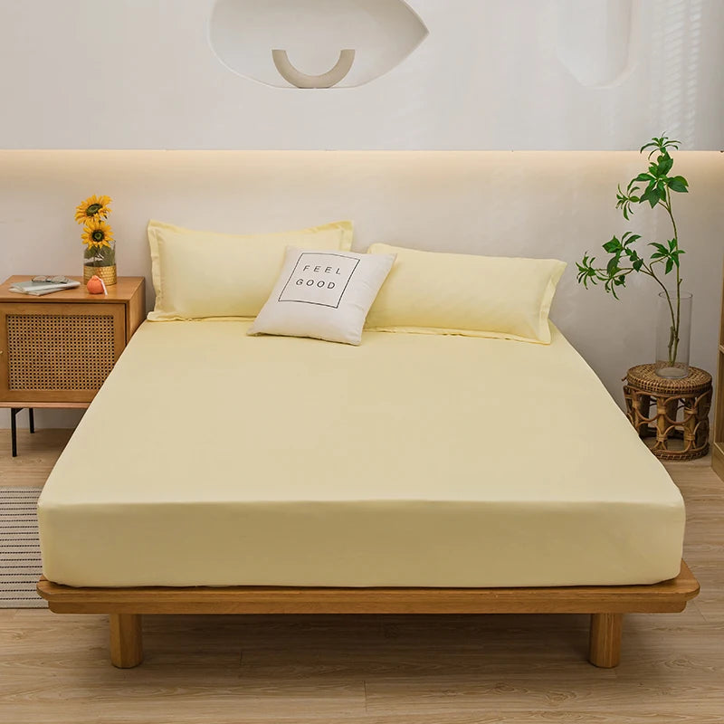 Solid Color Fitted Sheet with 2 Pillowcase Hotel Luxury Deep Pocket Sheet Soft Microfiber Breathable & Comfy Bed Sheet Set, Twin
