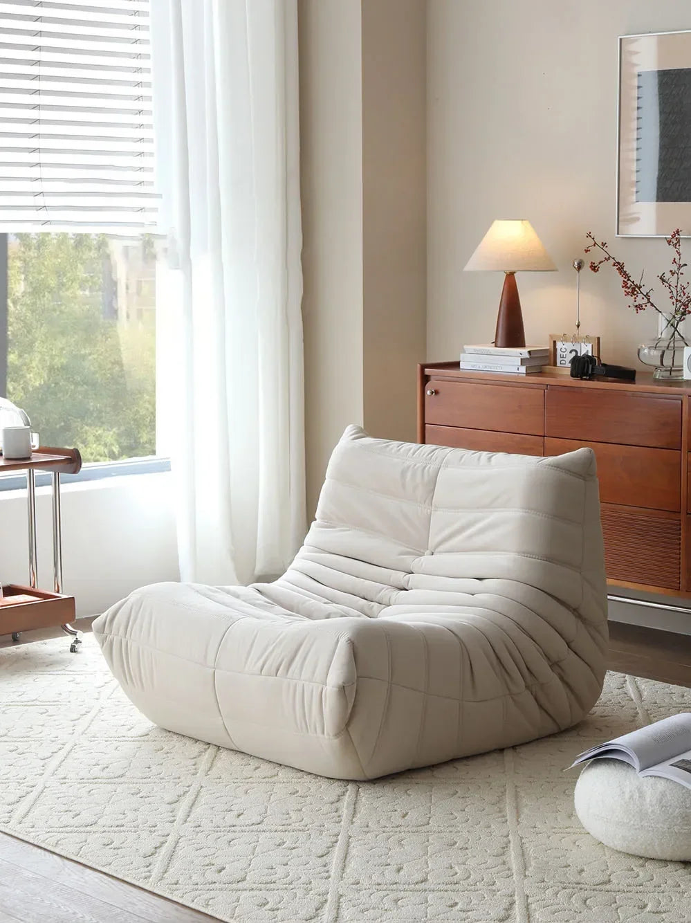 Fireside Chair for Adult Armless Floor Sofa Soft Comfy Lounge Chair Foam Sofa Accent Chair for Living Room Bedroom Bean Bag Sofa