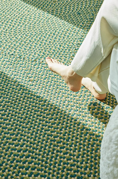 Green Hand Woven Cotton Carpet Living Room Light Luxury Modern Villa Area Rug Decor Home Study Non-slip Mat Bedroom Rug Large