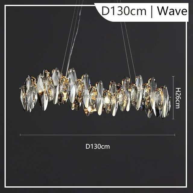 Modern Grey Clear Crystal Chandelier Light Luxury LED Lamp Fixture For Living Dining Room Winfordo Lighting