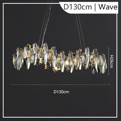 Modern Grey Clear Crystal Chandelier Light Luxury LED Lamp Fixture For Living Dining Room Winfordo Lighting