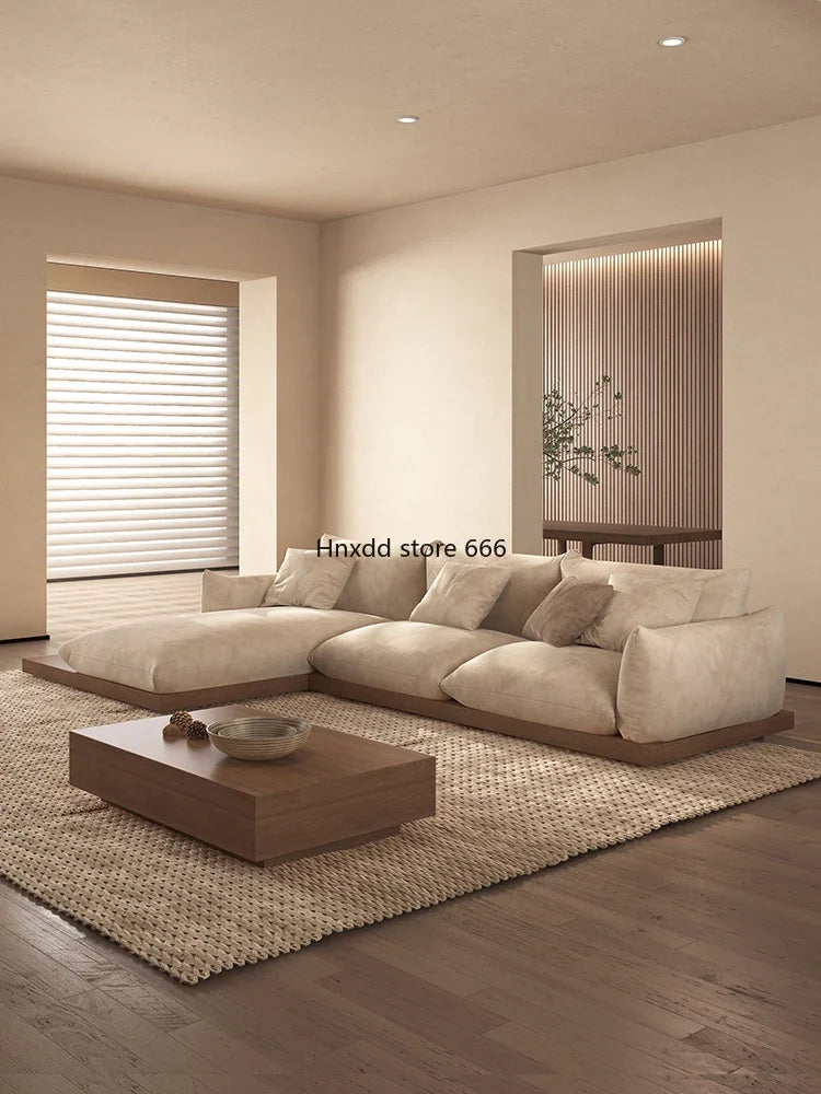 Japanese-style log wabi-sabi wind platform bread fabric sofa living room minimalist creative furniture