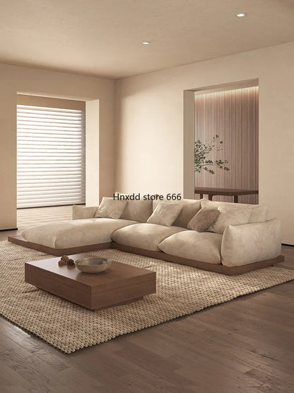 Japanese-style log wabi-sabi wind platform bread fabric sofa living room minimalist creative furniture