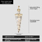 Post-Modern Duplex Villa Hall Crystal Chandelier Simple Light Luxury Jump Floor Floor Rotating Hollow Long Strip Crystal Chandel