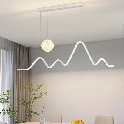Scandinavian Modern Simple Planet Living Room Light Creative  Long Strip Dining Table Bar Wave Decorative Dining Room Chandel