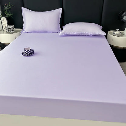Solid Color Fitted Sheet with 2 Pillowcase Hotel Luxury Deep Pocket Sheet Soft Microfiber Breathable & Comfy Bed Sheet Set, Twin