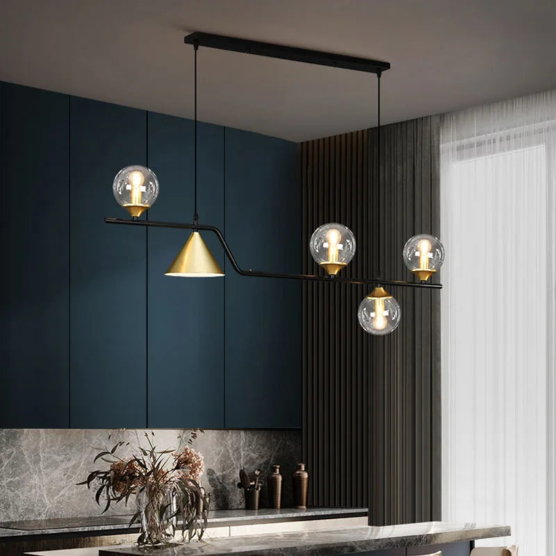 Nordic Black LED Chandelier For Living Room Kitchen Modern Home Indoor Ceiling Lighting Fixtures Glass Ball E14 Hanging Lamps