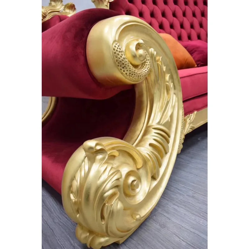 Luxury Living Room Furniture Gold White Fabric Living Room Villa Colorful 3 Seats Dubai Luxury Sofa Set