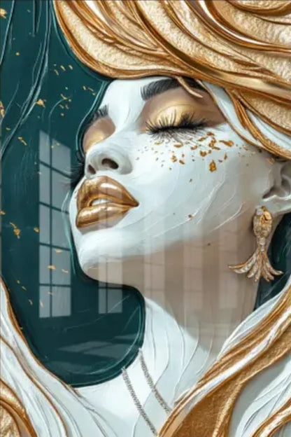 Elegant African Black Woman Wall Art Posters Print Luxury Gold Lip Gloss Gold Foil Turban Canvas Painting Living Room Home Decor
