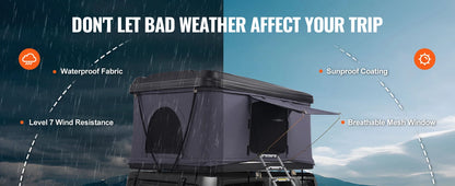 SucceBuy Rooftop Tent Hard Shell Roof Top with Telescopic Ladder Thick Mattress Waterproof Windproof Jeep SUV Van Pickup Truck