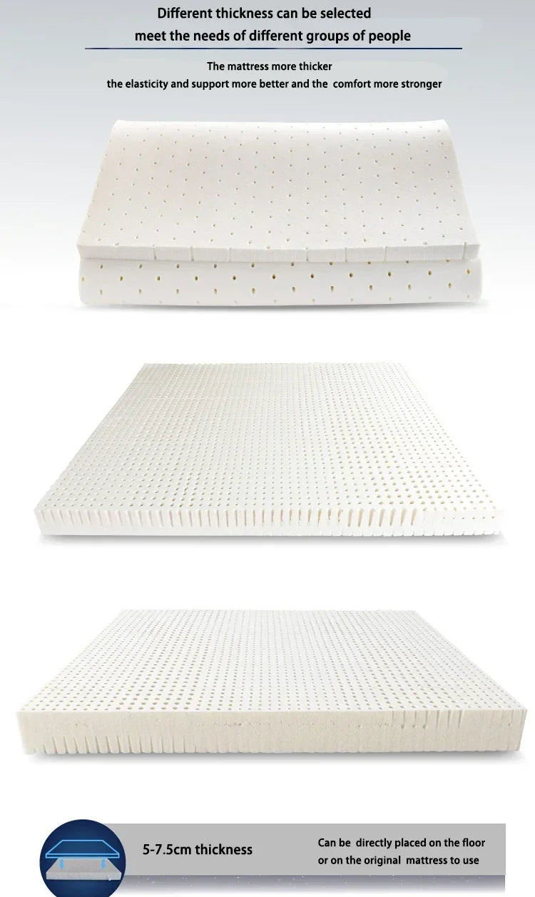 105D Medium Soft Natural Latex Mattress 5CM Thickness Cervical Vertebra Neck Protector Single Double Twin Queen Size Mattress