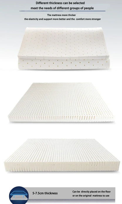 105D Medium Soft Natural Latex Mattress 5CM Thickness Cervical Vertebra Neck Protector Single Double Twin Queen Size Mattress