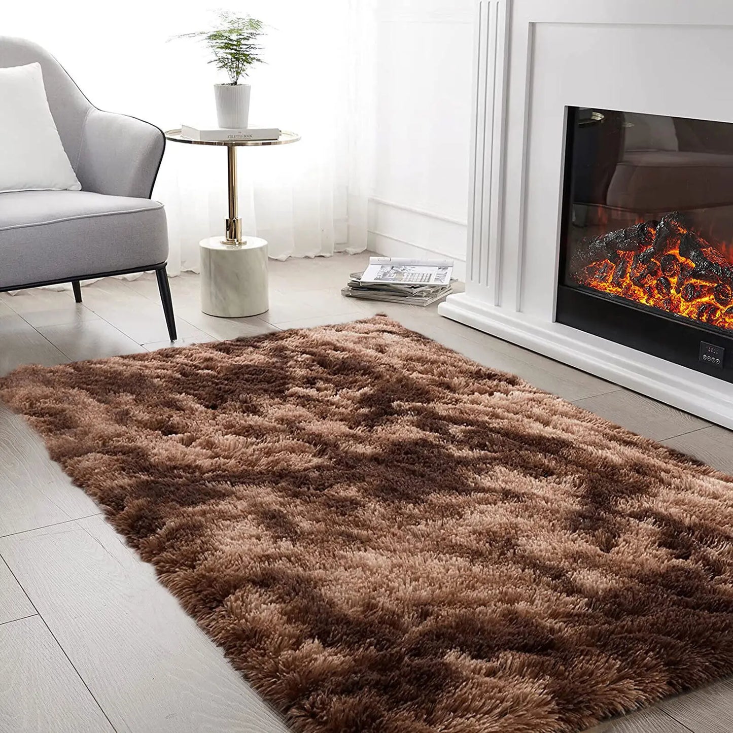 Ultra Soft Fluffy Area Rugs for Bedroom Shaggy Bedroom Carpet Plush Living Room Furry Floor Rugs Non-Slip Tie-Dyed Floor Carpet