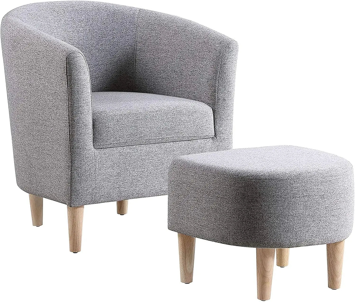 Accent Chair, Sherpa Chair White Fluffy Chair Teddy Barrel Chair with Ottoman Comfy ArmChair Footrest Set