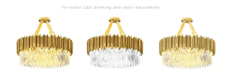 Light luxury golden luxury chandelier interior lighting hotel living room ceiling Led glossy lighting fixture crystal chandelier