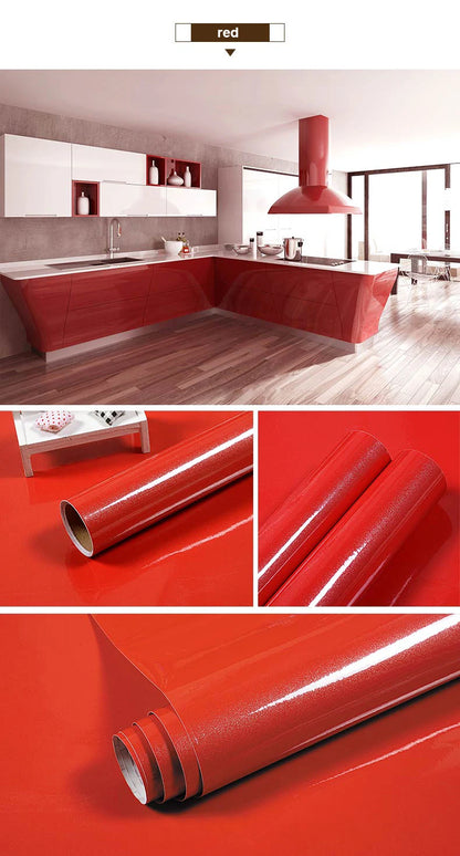 PVC Waterproof Oil-Proof Wallpaper White Self-Adhesive Kitchen Cabinet Table Top Old Furniture Renovation Color Change Stickers