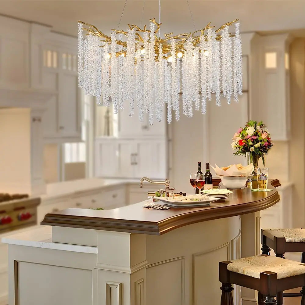 Modern Black Luxury Round Tree Branches Chandelier Lighting for Dining Room Bedroom Table K9 Large Luxury Chandeliers for Loyer