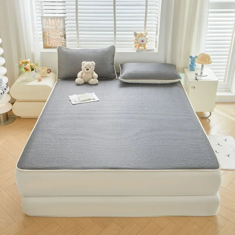 1pc Breathable and non slip thin mattress with summer quilting design dark gray single and double comfortable soft cushion