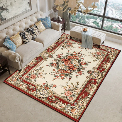 European Floral Large Carpet Living Room Luxury Decoration Home Bedroom Bedside Rugs Washable Cloakroom Non-slip Soft Mats Ковер