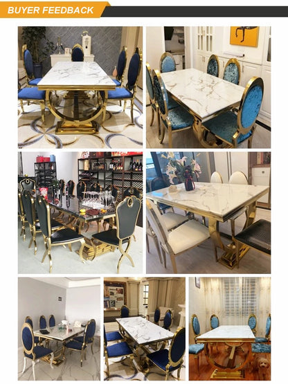 Modern Home Dining Room Furniture Dinning Room Table Luxury Stainless Steel Marble Dining Tables
